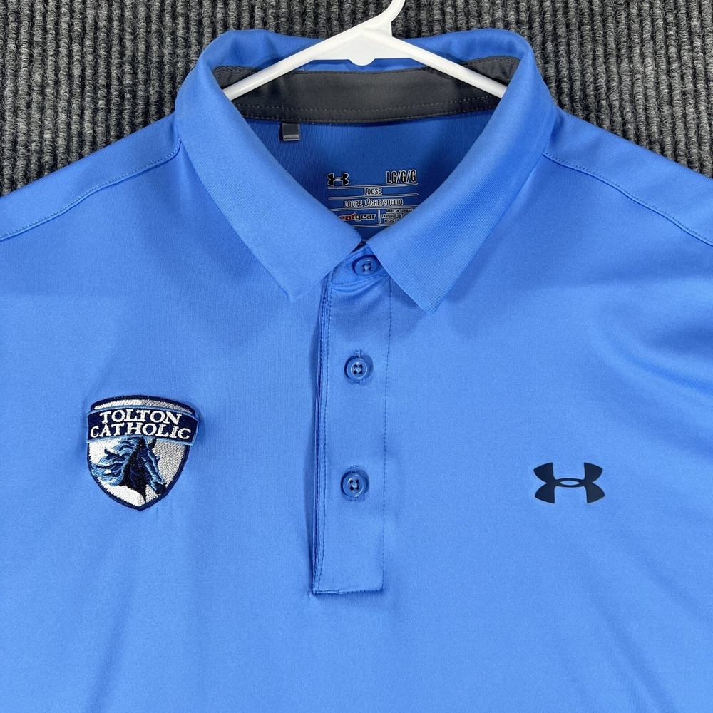 Tolton Catholic High School Polo Shirt Columbia MO Under Armour Mens Large Blue